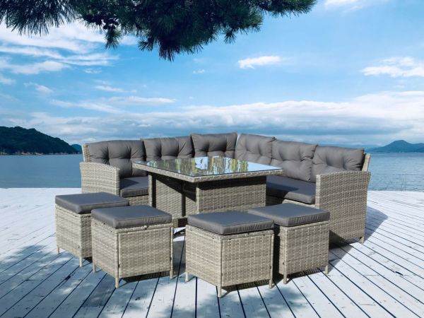 Garten-Ecklounge-Set BELANY 19 tlg. inkl. Auflagen grau