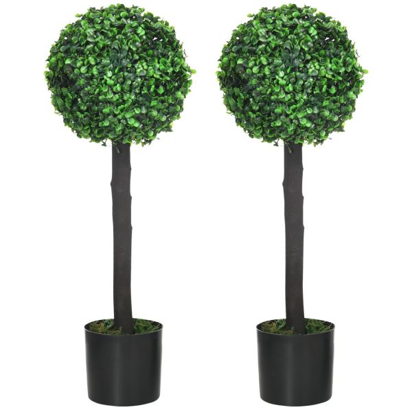 Künstliche Pflanzen, 2er-Set UV-beständige Zimmerpflanze, 60 cm Buchsbaum