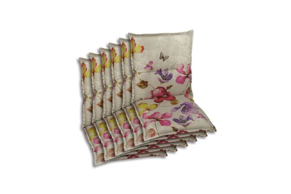 Sessel-Auflage nieder 6er Set Blumen bunt