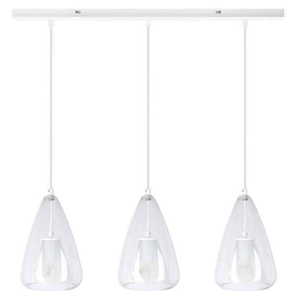 LED Pendelleuchte Höhe 24 cm, H: max. 150 cm, Länge 75 cm (ohne Leuchtmittel 3 x E14, max. 40 W), Gl