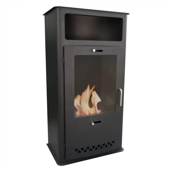 Boston freistehender Kamin, schwarz, Glastür, Bioethanol, 1,9 kW