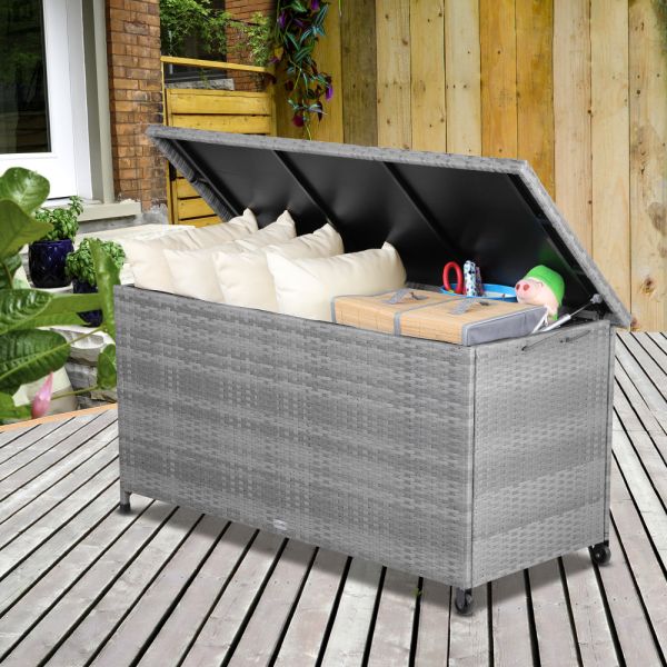 Auflagenbox Polyrattan 122 x 61 x 56cm grau