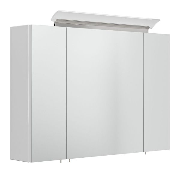 Spiegelschrank 90 inklusive LED-Acrylglaslampe weiss hochglanz EEK: F