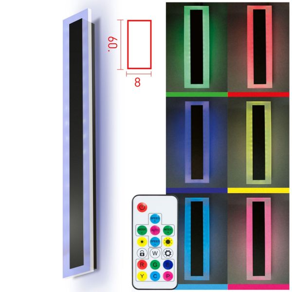 LED Panel Wandleuchte 60cm 20W RGB Kaltweiß für Innen und Außen IP65 Fernbedienung