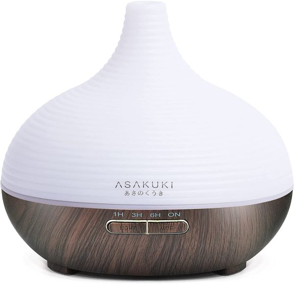 ASAKUKI Aroma Diffuser für Duftöle, 300ml Premium Ultraschall  Luftbefeuchter Aromatherapie Öle Diffusor mit 7-farbigem LED-Licht