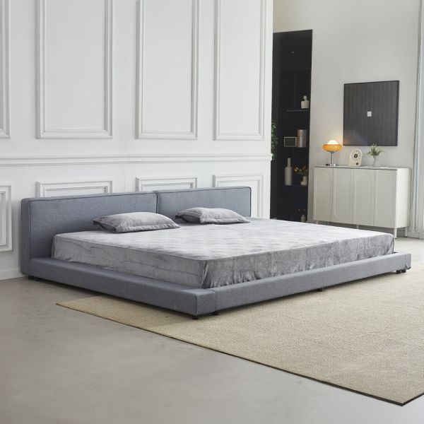 Bett mit Ablage GALAXIS Grau - 270 x 200 cm