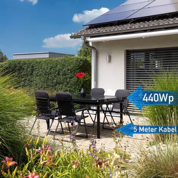 SolarTisch ECOnova 440Wp-FBGG-SW, Bifacial, 7-stufig verstellbar, 60mm Aluminium Rahmen, BKW