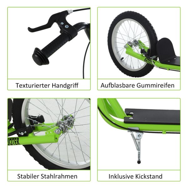 Tretroller Kinderroller Scooter Cityroller Luftreifen verstellbar Grün