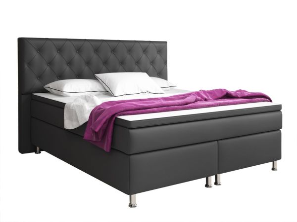 Boxspringbett Turin 180x200 cm Kunstleder Anthrazit