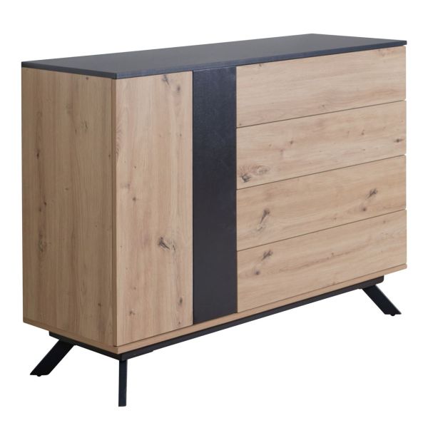 WOHNLING Sideboard 110x87x40 cm MDF Eiche Dekor Kommode Anrichte Standschrank