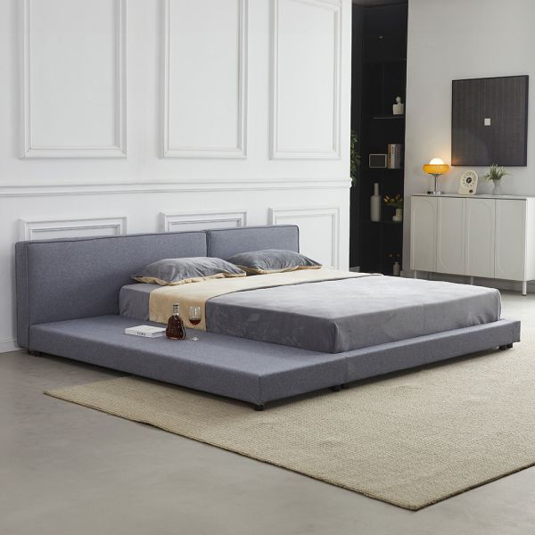Bett mit Ablage GALAXIS Grau - 140 x 200 cm