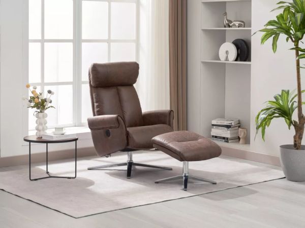 Happy Home elektrisch verstellbarer Relaxsessel mit Hocker HWP51-BRN braun