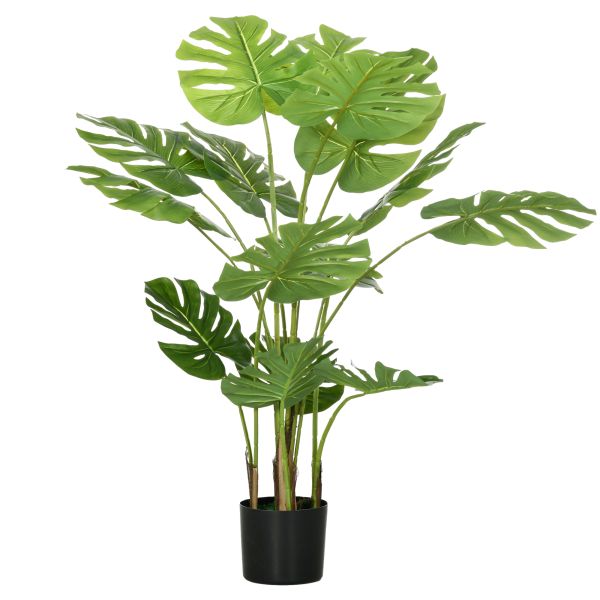 Künstliche Pflanze, 120 cm Kunstpflanze, Künstlich Monstera mit Übertopf