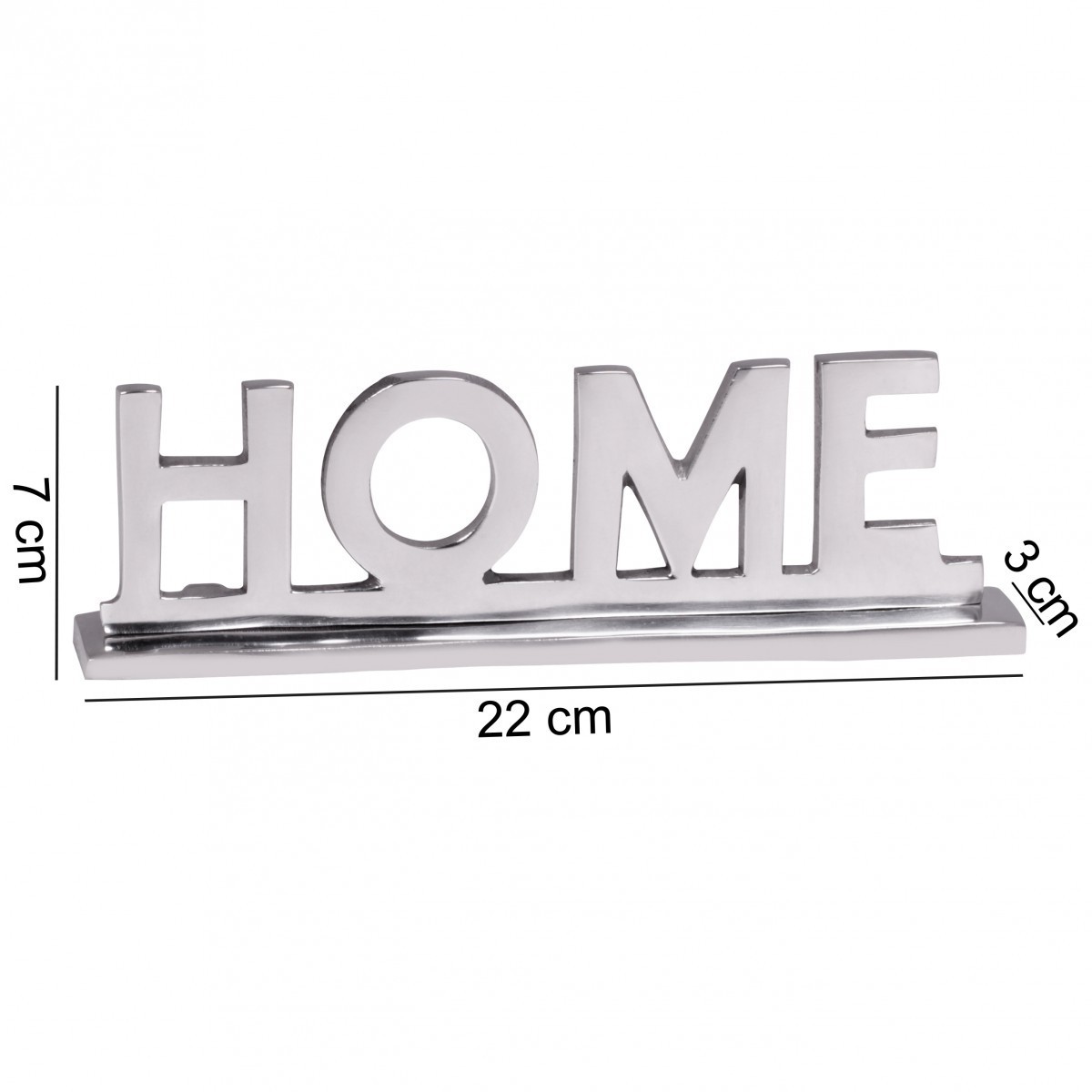 Wohnung Schriftzug cm Ess-Tisch- Wohndeko Wohnzimmer Dekoration Home | WOHNLING Alu Deko Norma24 22 Design Silber Aluminium