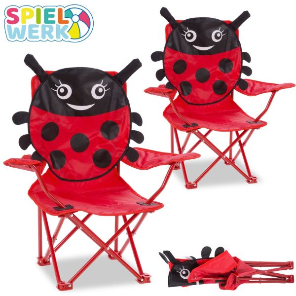 Kinder Klappstuhl Beetle 2er Set 61 x 56 x 34cm rot / schwarz