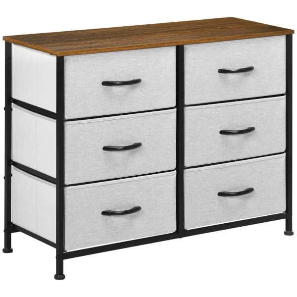 Kommode Schubladenschrank Sideboard mit 6 klappbaren Stoffschubladen Grau