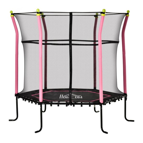 5,3FT Trampolin Gartentrampolin Kinder mit Sicherheitsnetz Rosa