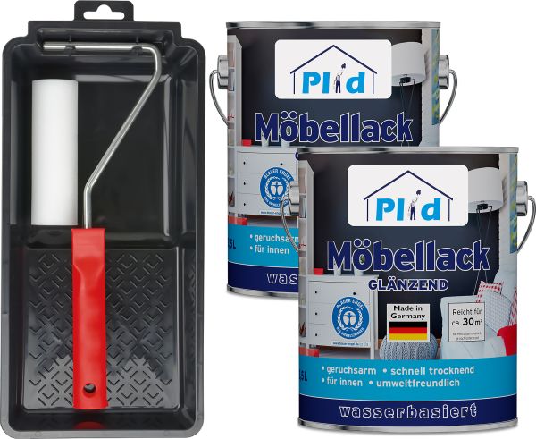 Premium Möbellack Weisslack Türenlack Holzlack Lackierset Weiß - Glänzend