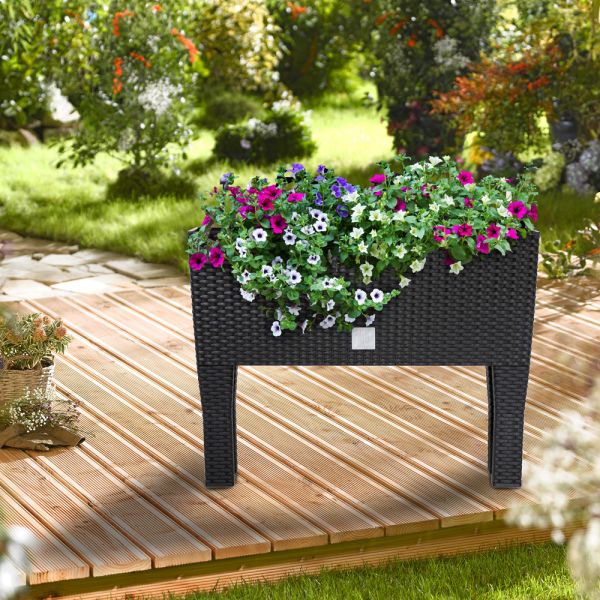 Hochbeet Polyrattan Optik 60x46x25cm anthrazit