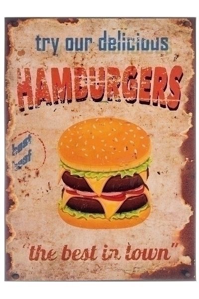 Metallschild "Hamburgers"