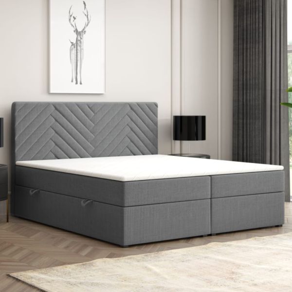 Boxspringbett MALIBU mit Bettkasten 180 x 200 cm Webstoff Anthrazit Bett Bettkasten