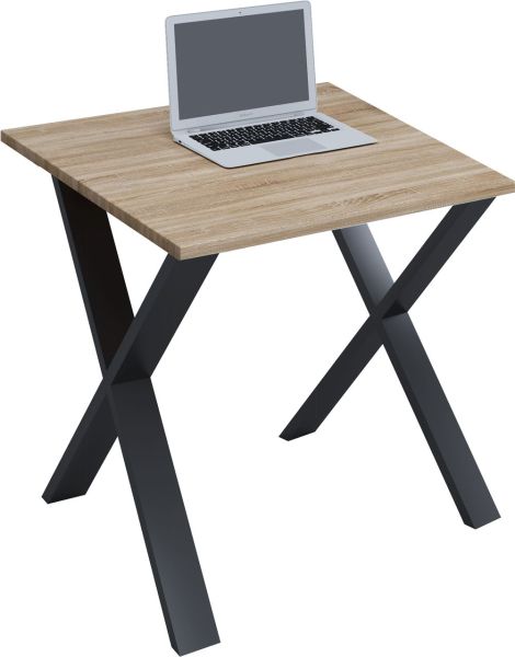 Schreibtisch "Lona" 80x50 X-Fußgestell Sonoma-Eiche/Schwarz