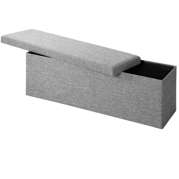 Sitzbank Grau 115x38x38cm mit Stauraum faltbar