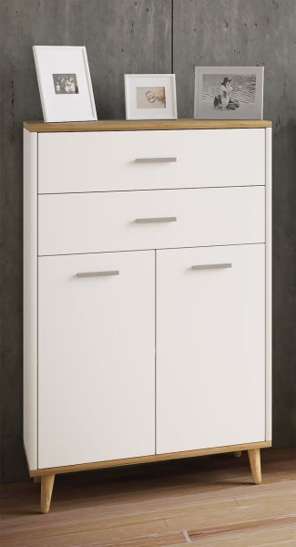 Highboard "Lindas" Weiß/Honig-Eiche