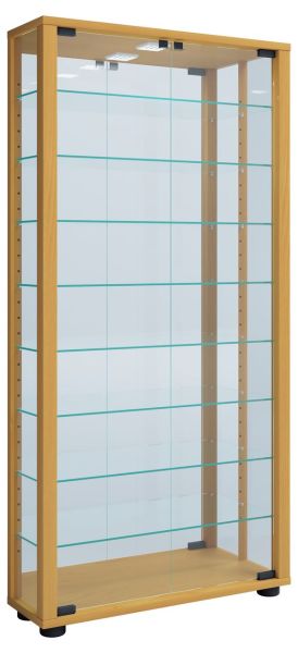 Wandvitrine "Vitrosa Maxi" mit Spiegel | Inkl. LED-Beleuchtung Buche