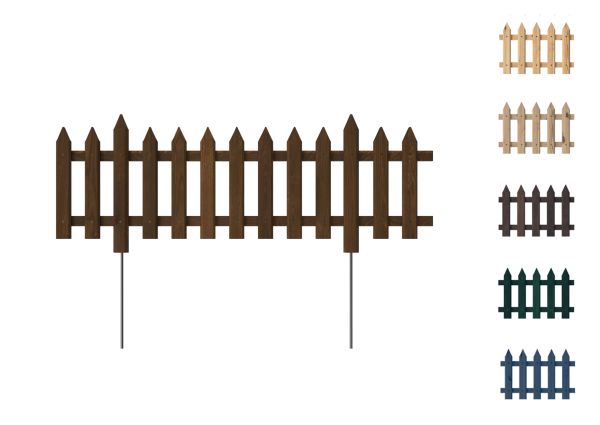 Floranica Gartenzaun 1 STK 103cm Höhe 20cm Braun Kiefer imprägniert Steckzaun mit Metallstäben Zaun
