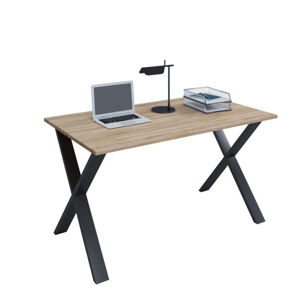 Schreibtisch "Lona" 140x50 X-Fußgestell Sonoma-Eiche/Schwarz