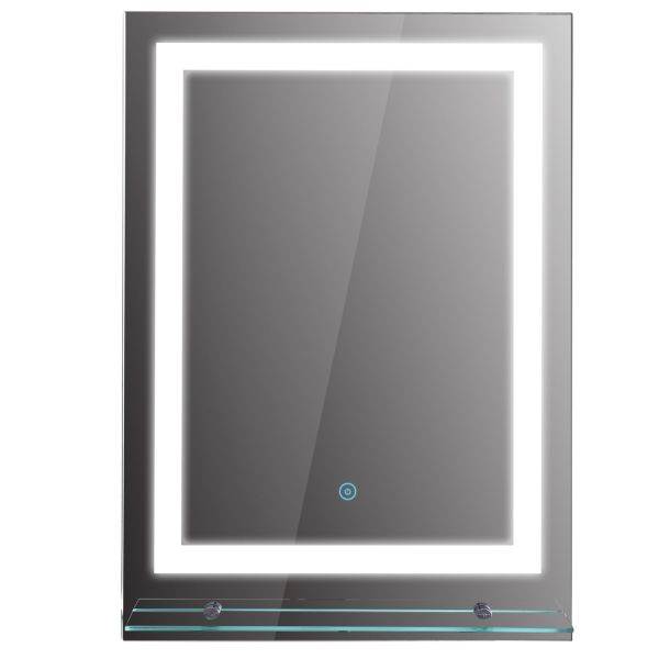 LED Badspiegel Badezimmerspiegel mit Beleuchtung Glas-Ablage 22W 70x50cm