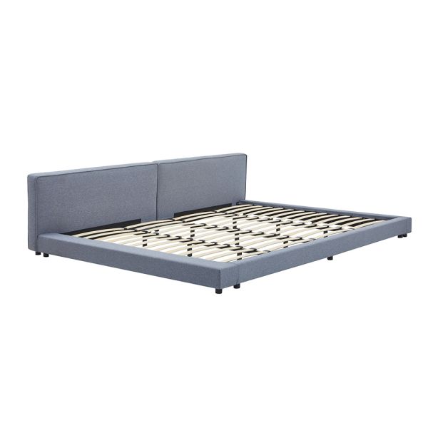 HOME DELUXE Bett mit Ablage GALAXIS – 270 x 200 cm Grau mit Matratze H3/H4