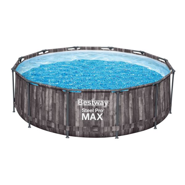 Steel Pro MAX™ Frame Pool-Set mit Filterpumpe, Holz-Optik (Mooreiche), rund Ø 366 x 100 cm