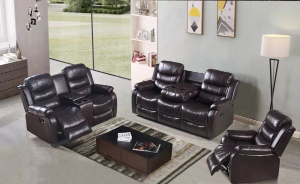 Relaxsofa-Set 3tlg. mit 5 Relaxfunktionen braun