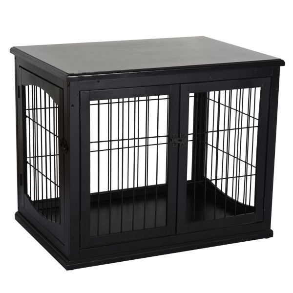 Hundehütte Hundehaus Transportbox für Innen Hundebox Tierkäfig Schwarz