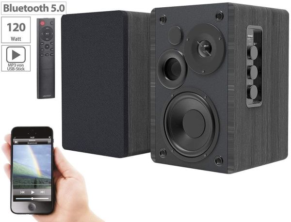 MSS-95.usb Aktives Stereo-Regallautsprecher-Set Holz-Gehäuse Bluetooth 5 120 W Box Soundbox