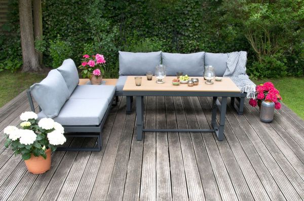 "Largo", 2 in 1: Sonnenliege & Loungeset aus Aluminium, Anthrazit