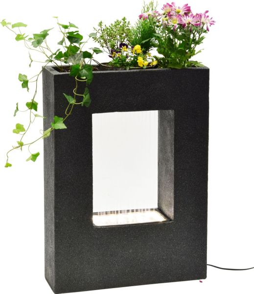 Großer Design-Gartenbrunnen mit LED´s rechteckig