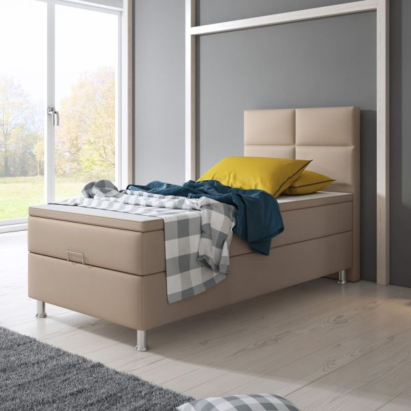 Boxspringbett Miami mit Bettkasten 90x200 cm Kunstleder Muddy