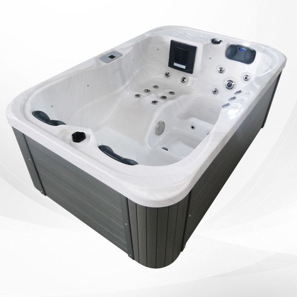 Outdoor Whirlpool Spa TINO Weiß Silber Marmoriert 195cm x 127cm mit Heizung, Hydromassage, zwei Pump