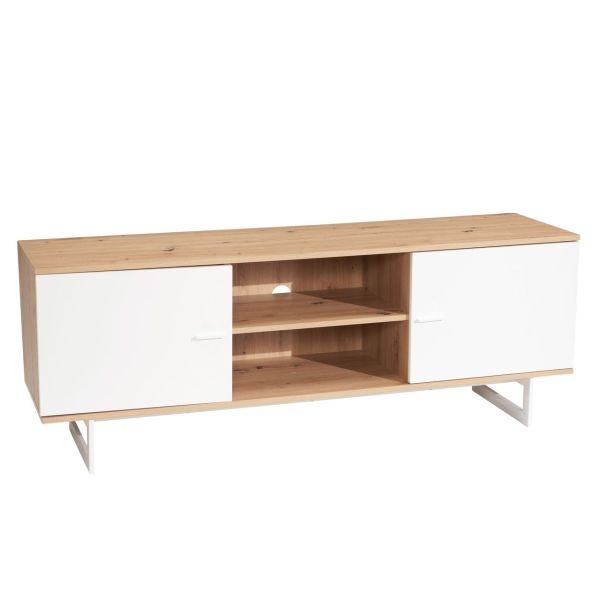 Lowboard 150 cm TV Schrank Fernsehkommode Fernsehschrank Eiche Weiß