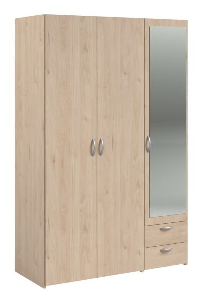 Parisot, Daily 14, Kleiderschrank 3-türig, mit Spiegel, Eiche