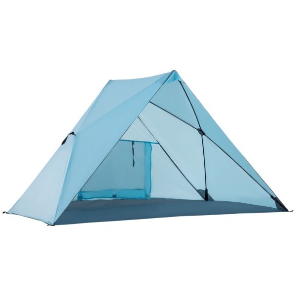 Strandmuschel Strandzelt mit UV50+ Sonnenschutz Meshfenster Tragetasche Campingzelt 2-3 Personen Fib
