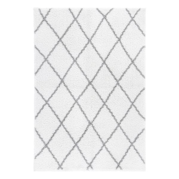 Teppich skandinavisches Muster Weiß-Silber 170 x 120 x 3,5 cm