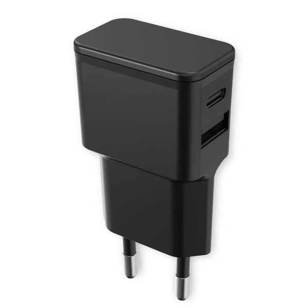 Universal Netzteil Dubi, 1x USB-A + 1x Typ-C, 2,4A schwarz