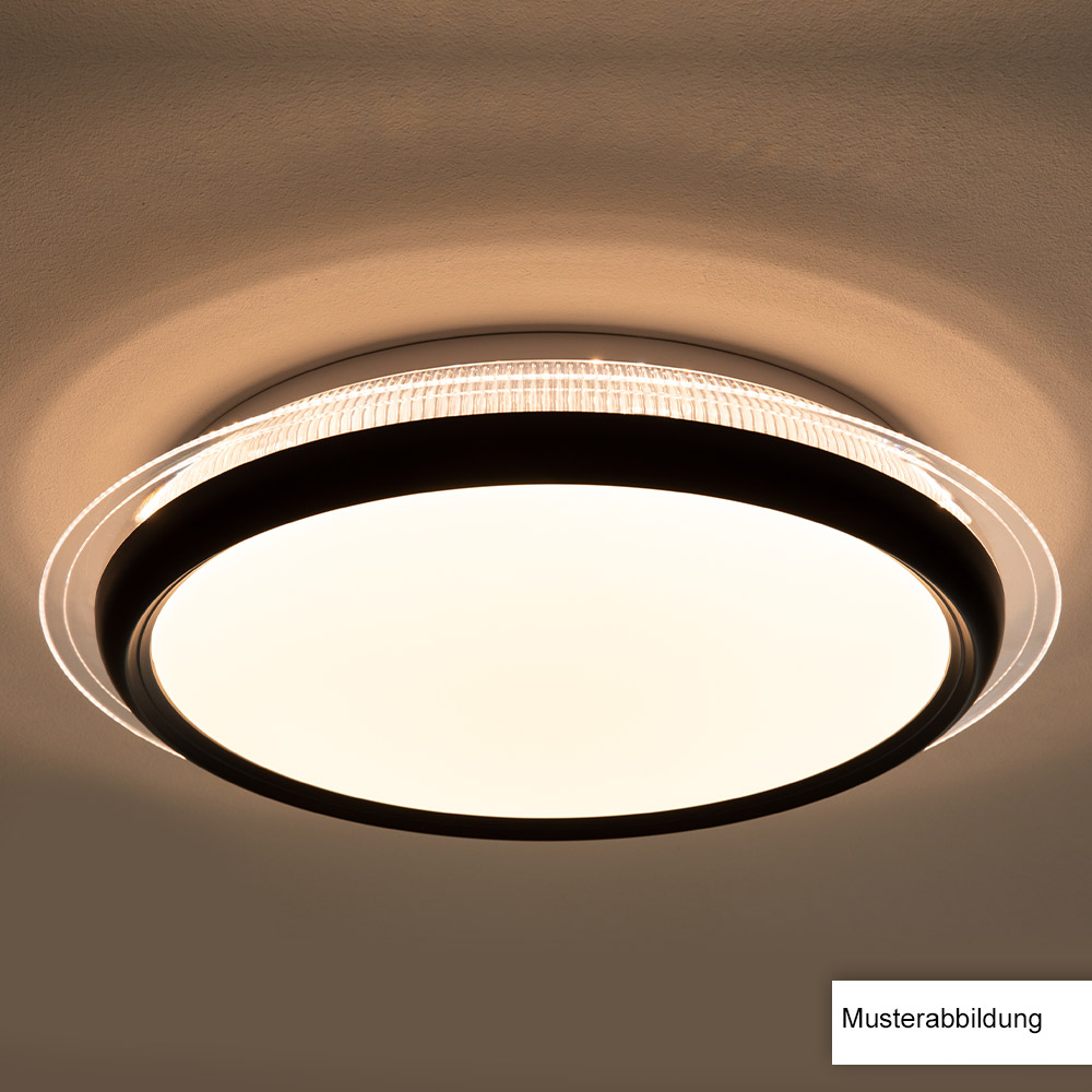 | transparentem cm Ø Norma24 - ca. Ring LED-Design-Deckenleuchte, Schwarz 45 I-Glow mit