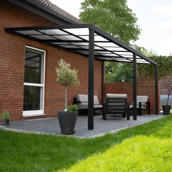 Terrassenüberdachung SOLIS DELUXE - 390 x 295 x 233 / 272 cm Grau