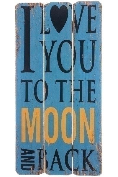 Holzschild "I love you to the moon and back"