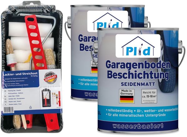 Premium Garagenbodenbeschichtung Bodenbeschichtung Bodenfarbe Set Silbergrau